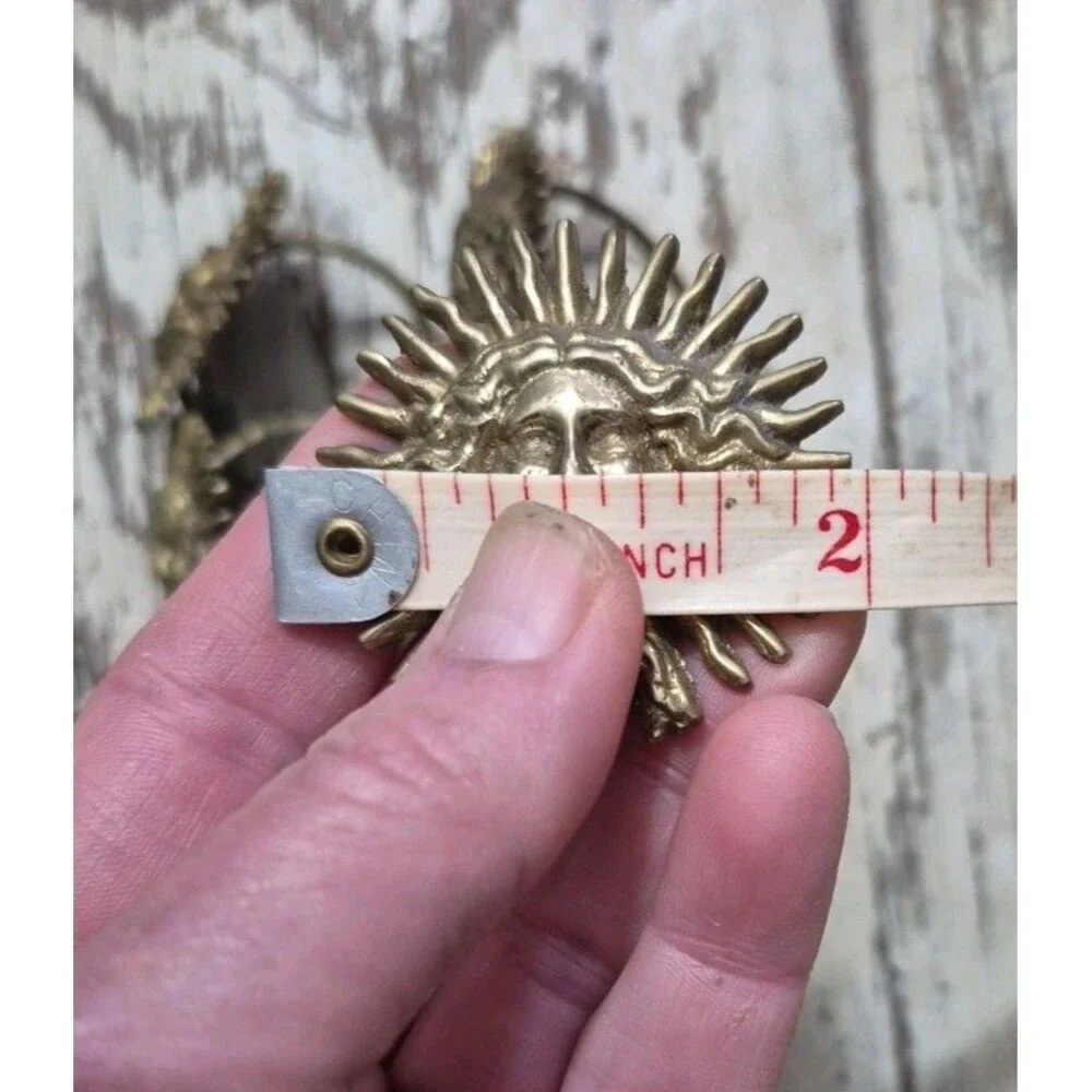 Vintage Solid Brass Sunshine Smiling Face Napkin Rings Set of 6 2